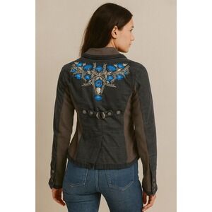 Free‎ People Embroidered Blazer Jacket Button Down Women's